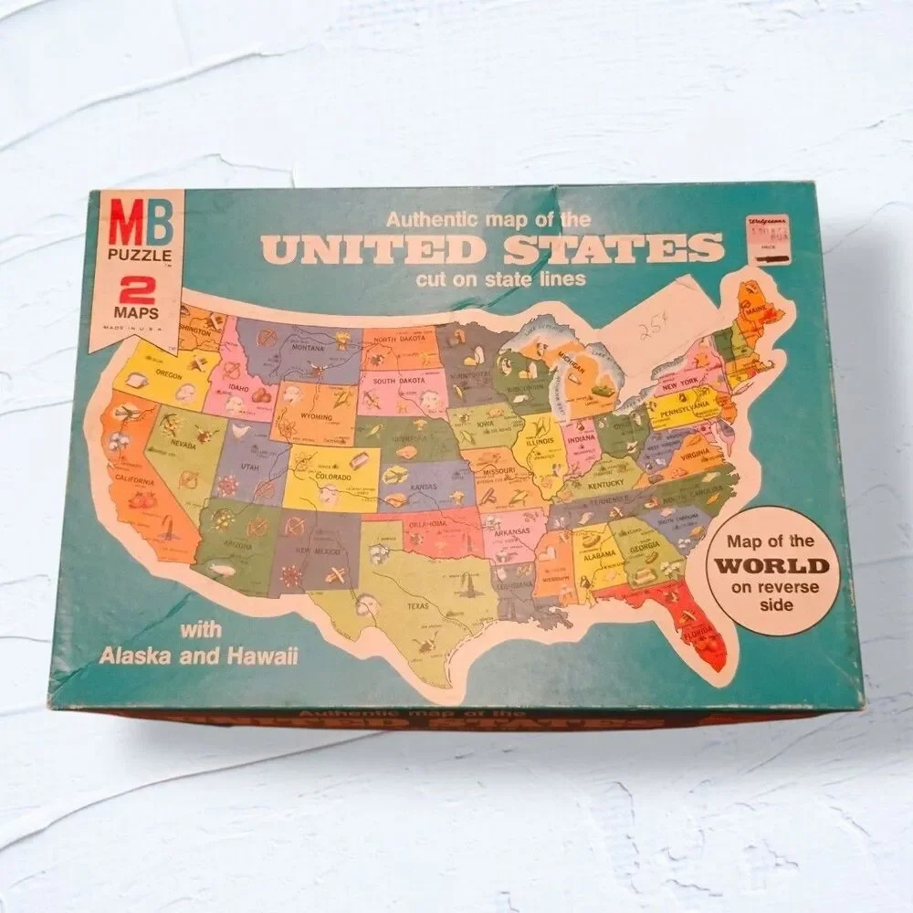 Vintage Milton Bradley USA Map States World Puzzle Replacement Pieces Crafts 70s
